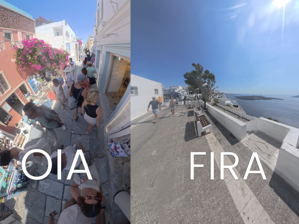 ruta de creativos diferencias entre oia y fira en santorini